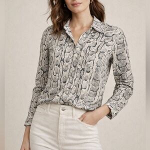 Express The Portofino Shirt Black and Gray Snake Print Blouse